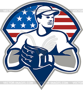 American Baseball Pitcher Gloves Retro - vector image