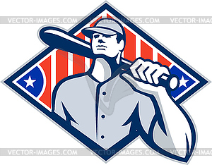 Baseball Batter Hitter Bat Shoulder Retro - royalty-free vector clipart