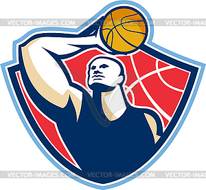 Basketball Player Rebounding Ball Retro - vector clipart