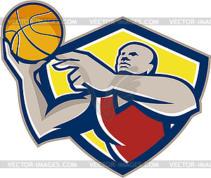 Basketball Player Laying Up Ball Retro - vector image