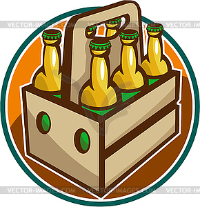 Beer Bottle 6 Pack Retro - vector clipart / vector image