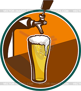 Beer Pint Glass Tap Retro - vector clip art