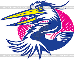 Great Blue Heron Head Retro - vector clip art