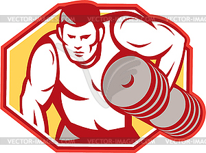 Weightlifter Lifting Weights Retro - vector clipart