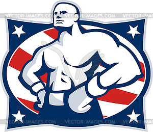Champion American Boxer Akimbo Retro - vector clipart