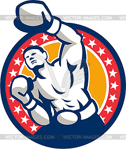 Boxer Boxing Punching Jabbing Retro - vector clip art