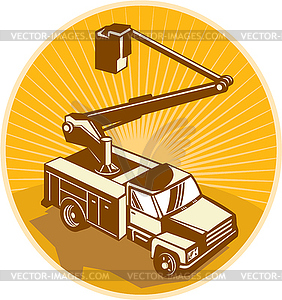 Cherry Picker Bucket Truck Access Equipment Retro - vector clipart / vector image