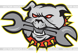 Bulldog Dog Spanner Head Mascot - royalty-free vector clipart