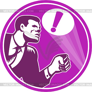 Businessman Responding Emergency Signal Retro - vector clipart / vector image