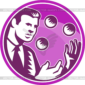 Businessman Juggler Juggling Balls Retro - vector clipart