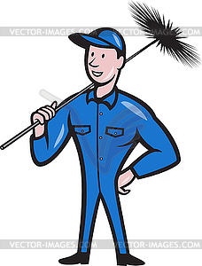 Chimney Sweeper Cleaner Worker Cartoon - vector image