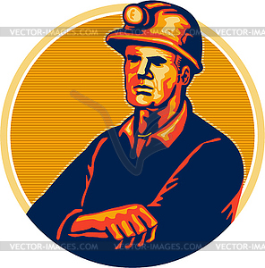 Coal Miner Arms Folded Retro - vector clipart / vector image