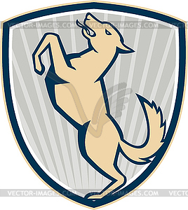 Prancing Dog Side Shield - vector clipart