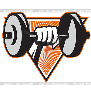 Hand Lifting Dumbbell Retro - vector clipart