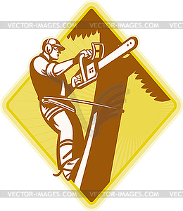 Tree Surgeon Arborist Chainsaw Retro - vector clip art