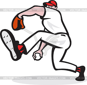 Baseball Pitcher Throwing Ball Cartoon - vector clipart
