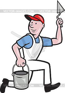 Plaster Masonry Worker Cartoon - vector clipart