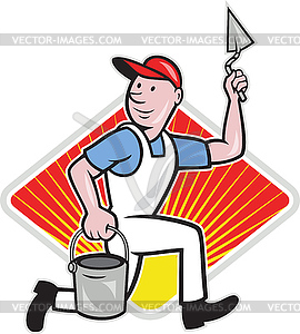 Plaster Masonry Worker Cartoon - vector clip art