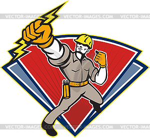 Electrician Punching Lightning Bolt - vector image