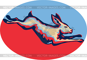 Rabbit Jumping Side Retro - vector clipart