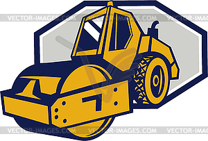 Flat Drum Road Roller Retro - vector clip art
