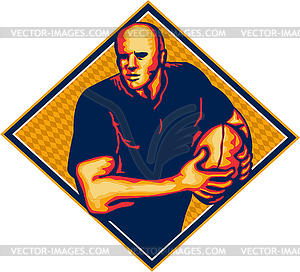 Rugby Player Running Ball Retro - vector clipart