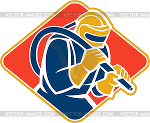 Sandblaster Sandblasting Hose Retro - vector image