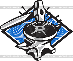 Sledgehammer Striking 45lb Weight Anvil Retro - vector image