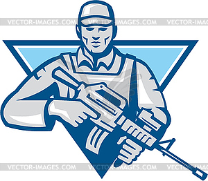 American Soldier Assault Rifle Retro - vector clipart