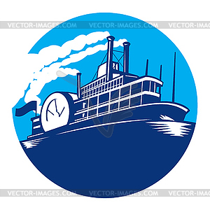 Steamboat Ferry Passenger Ship Retro - vector image