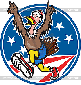 American Turkey Run Runner Cartoon - vector clip art