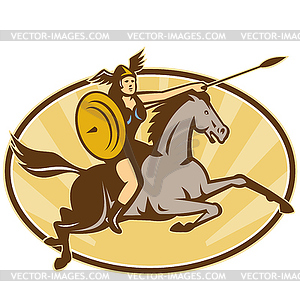 Valkyrie Amazon Warrior Horse Rider - vector clipart