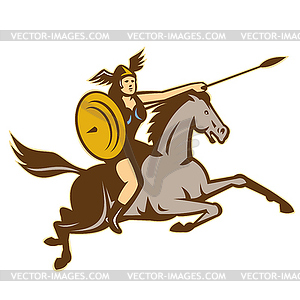 Valkyrie Amazon Warrior Horse Rider - vector image