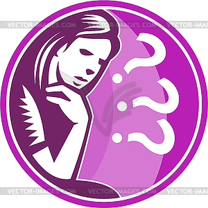 Woman Thinker Thinking Worry Retro - vector clip art