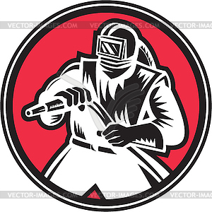 Sandblaster Sandblasting Circle Retro - vector image