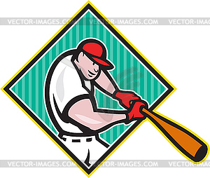 Baseball Player Batting Diamond Cartoon - royalty-free vector image