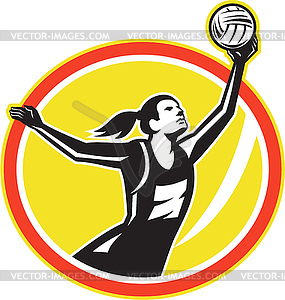 Netball Player Catching Ball Retro - vector EPS clipart