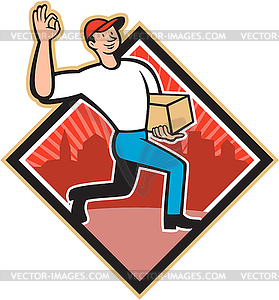 Delivery Worker Deliver Package Cartoon - vector clipart