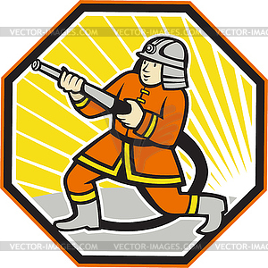 Japanese Fireman Firefighter Cartoon - vector image