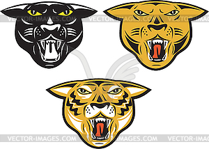 Panther Big Cat Growl Head - vector clipart