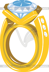 Diamond Gold Ring Retro - royalty-free vector clipart