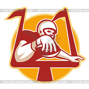 American Football Receiver Scoring Touchdown - vector clip art