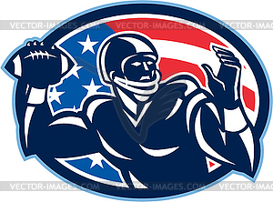 Quarterback QB Throwing Ball Retro - vector image