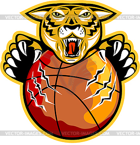 Tiger Basketball Ball Claws - vector clip art