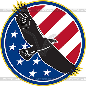 American Eagle Flying USA Flag Retro - vector image