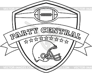 American Football Helmet Shield Line Drawing - vector image