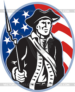 American Patriot Minuteman With Bayonet Rifle And - vector clip art