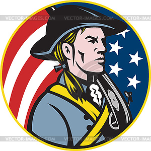American Patriot Minuteman With Flag - vector clipart