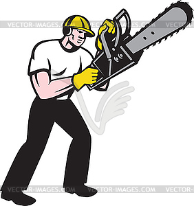 Lumberjack Tree Surgeon Arborist Chainsaw - vector clipart