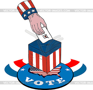 American Election Voting Ballot Box Retro - vector clipart